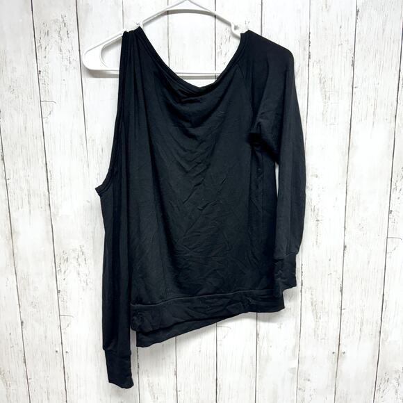 Elan Sweater Women's S One Shoulder Cutout Top Black Asymmetric Long Sleeve - Picture 5 of 5